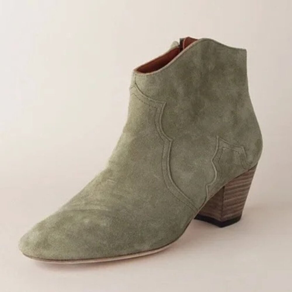 Isabel Marant Olive Suede Ankle Booties